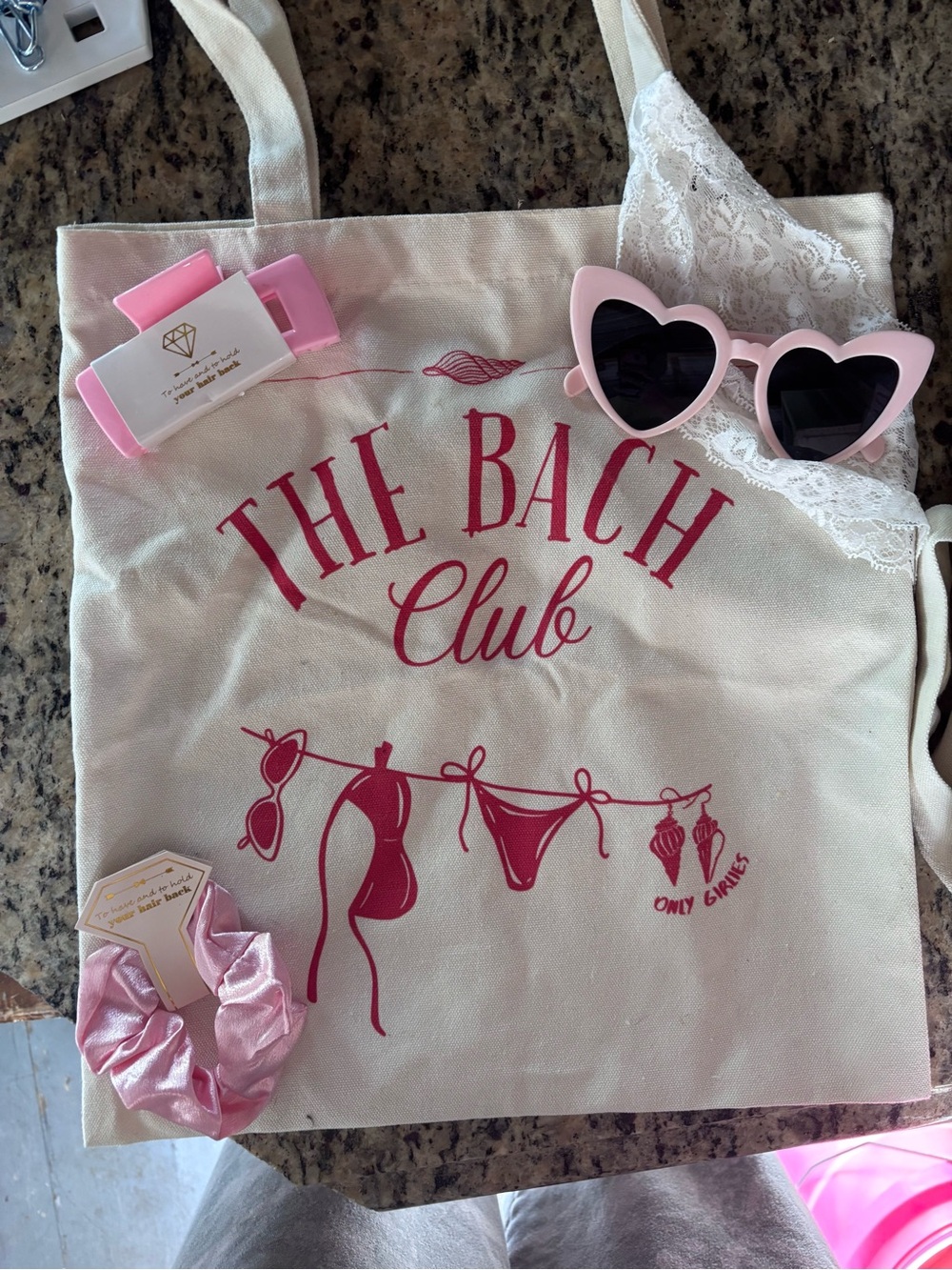 The Bach Club Canvas Tote Bag - Pink Print